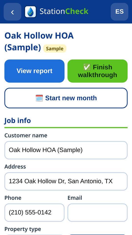 StationCheck app screen: The walkthrough